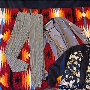 Express White & Black Print Pants Business Casual